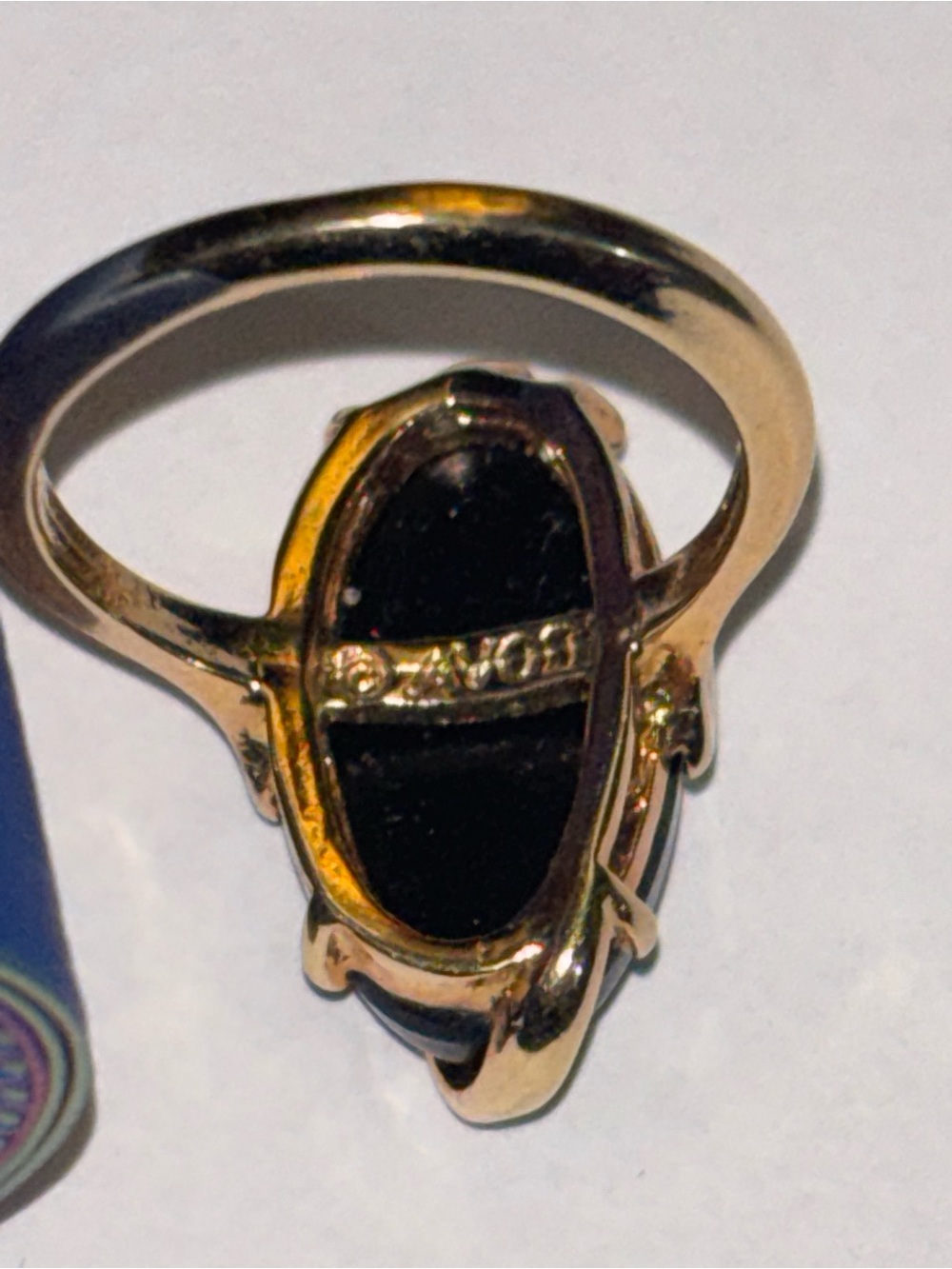 Vintage 1978 Avon Night Flower Onyx Gold Toned Signed - Size 6 - Picture 5 of 5